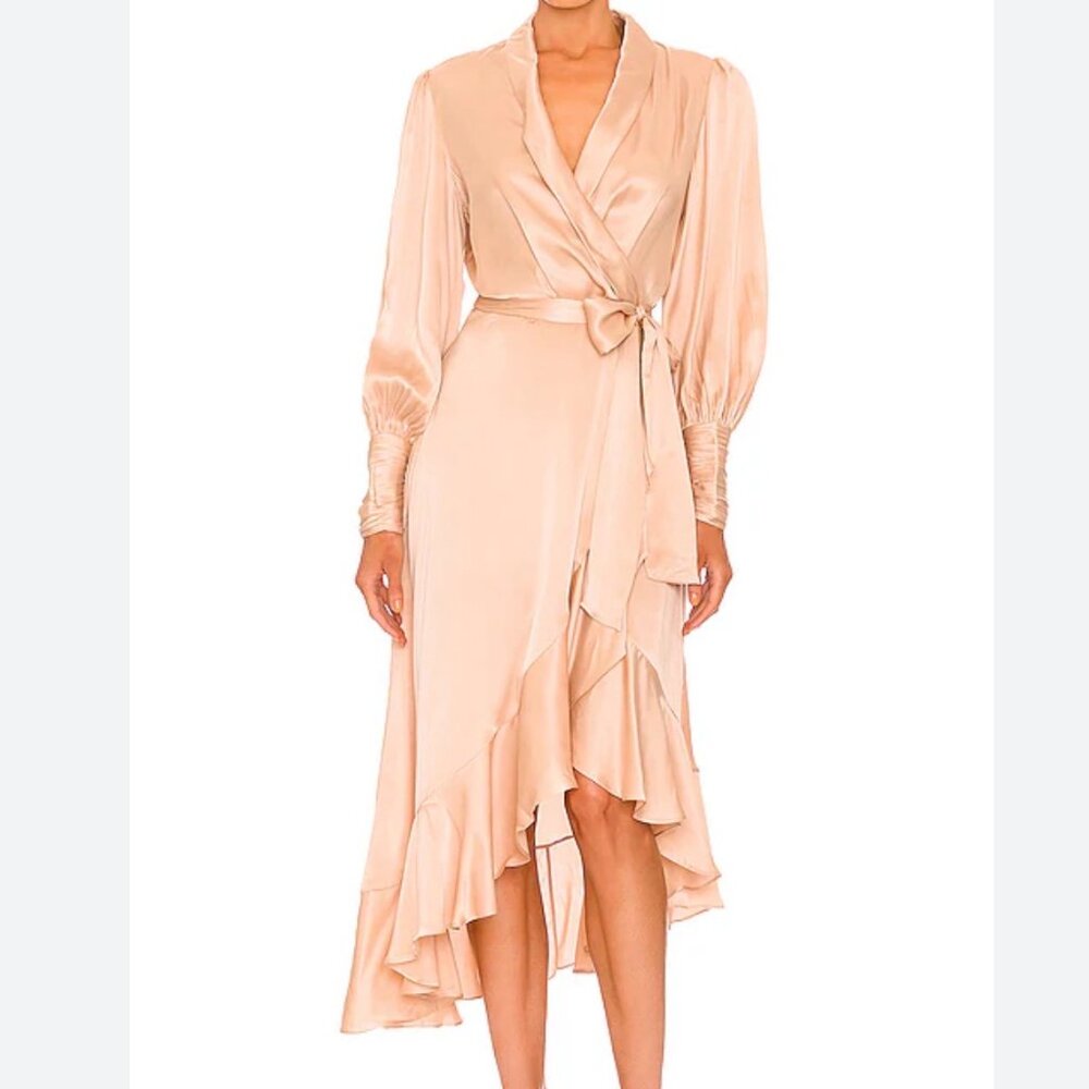 Zimmermann Blush Pink Asymmetrical Wrap Dress